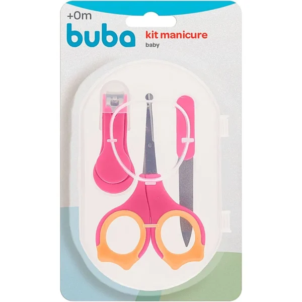 Kit Cuidados Manicure Estojo Bebê Tesoura Cortador de Unha e Lixa Buba