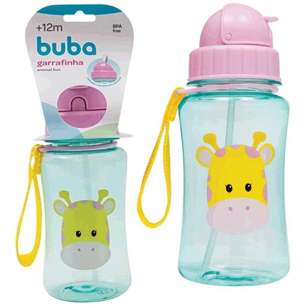 Garrafinha Infantil Girafa Com Canudo De Silicone Buba