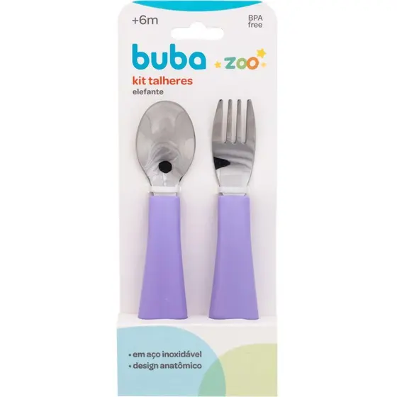 Kit Talheres Buboo Roxo Elefante Buba 16975