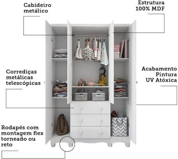 Guarda Roupa Infantil Júnior New Móveis Peroba - Image 14