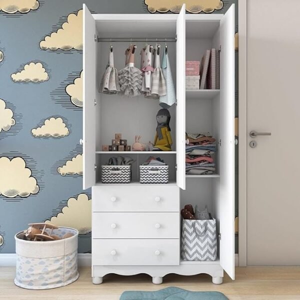 Guarda Roupa de Bebê 3 Portas 3 Gavetas Junior Móveis Peroba - Image 5